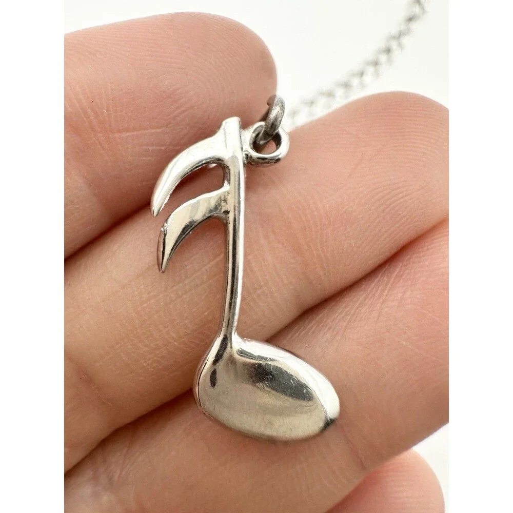 925 Sterling Silver Link Chain Music Note Bracelet 7”